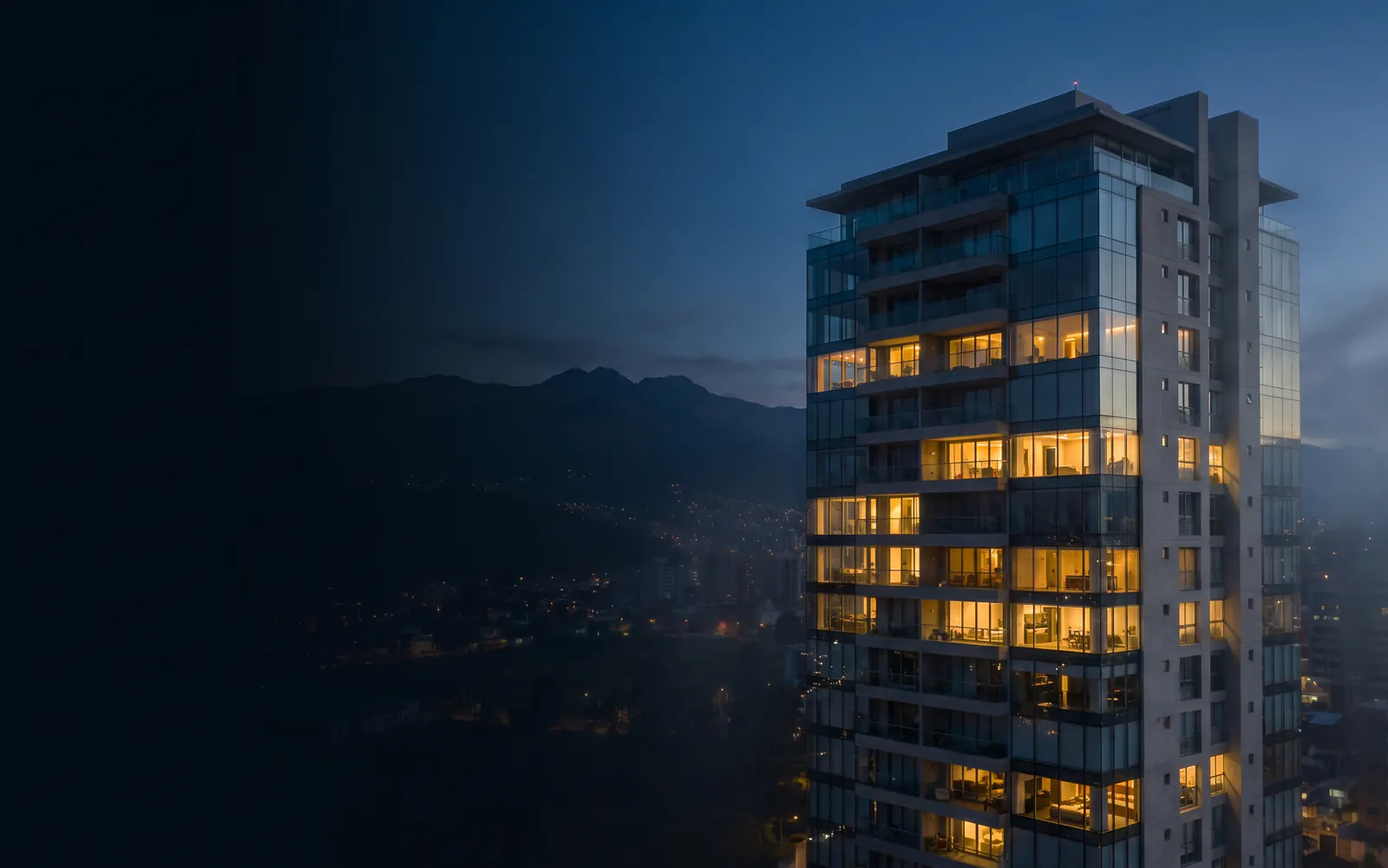 Vista de ciudad y propiedades residenciales